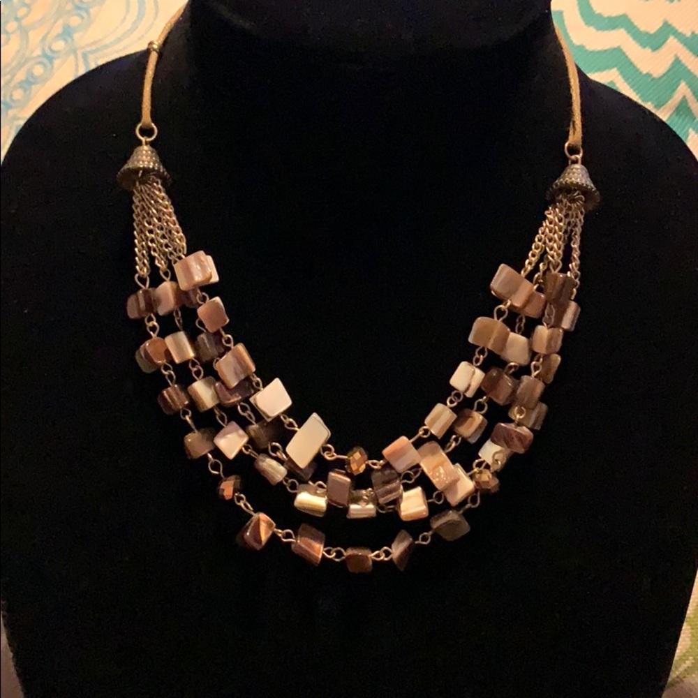 Brown Shell Mosaic Necklace